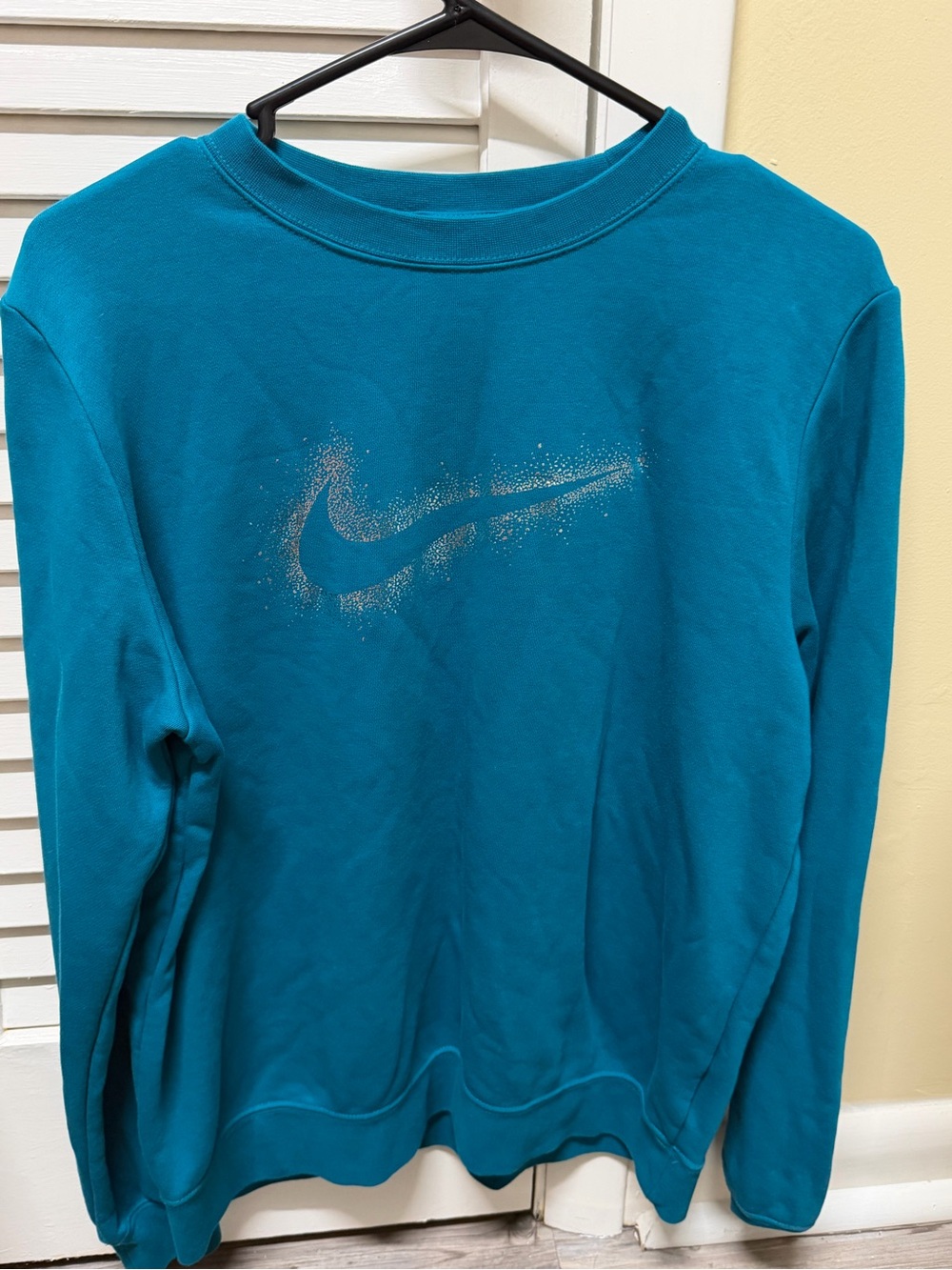 Nike Teal Crewneck Sweatshirt with Metallic Silver Swoosh